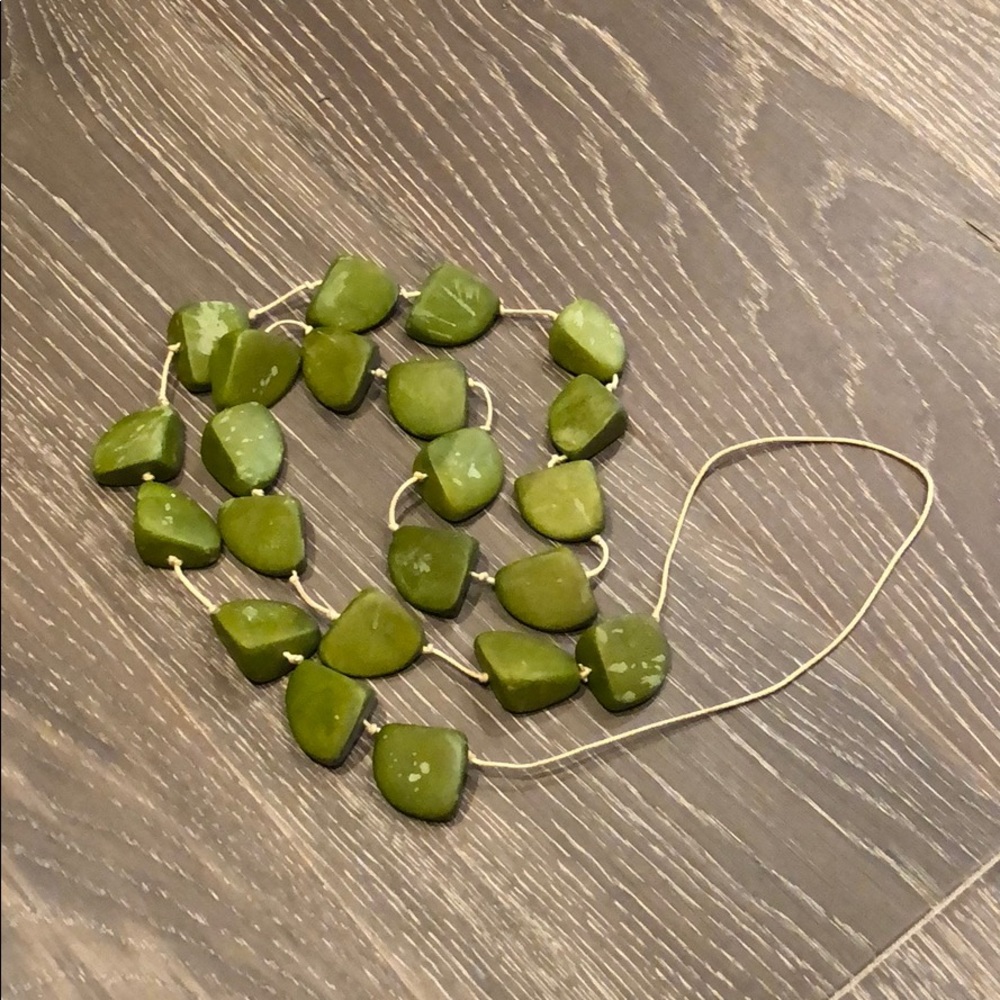 Long Necklace w/ Green Wooden Beads
